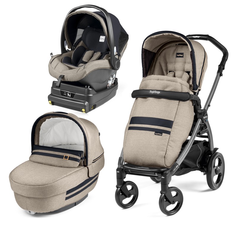 Carucior 3 in 1 Peg Perego Book Plus 51 Titania baza i Size inclusa Luxe Ecru