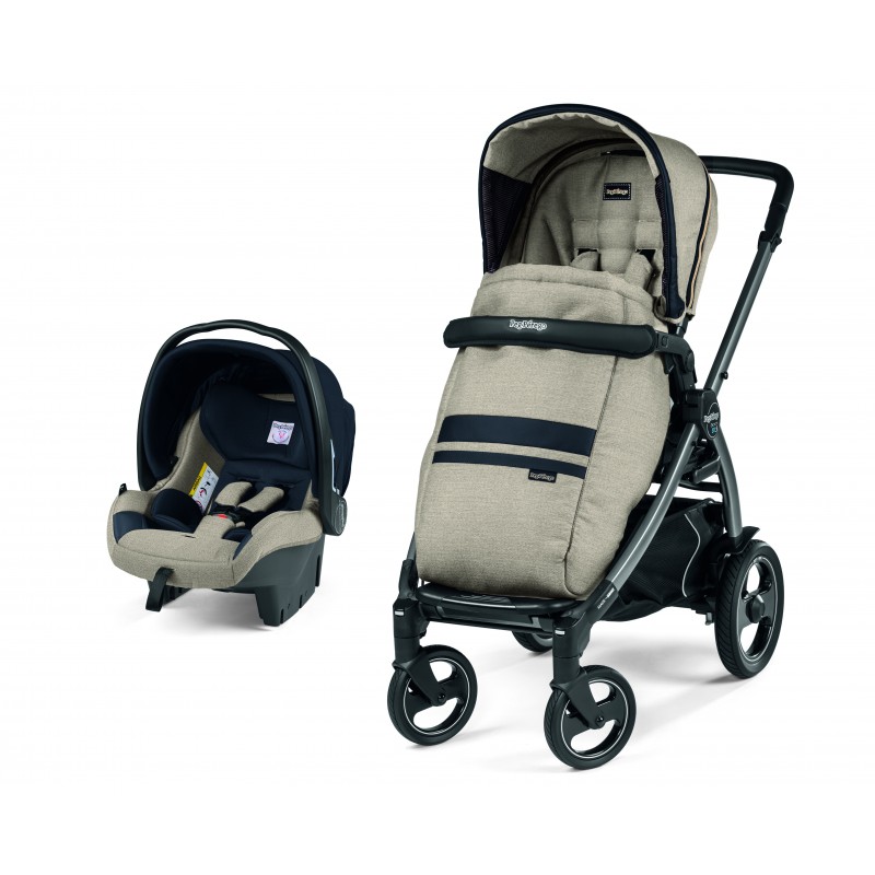 Carucior 2 in 1 Peg Perego Book 51 S Titania Luxe Ecru sasiu hamac scaun auto 0 22 kg