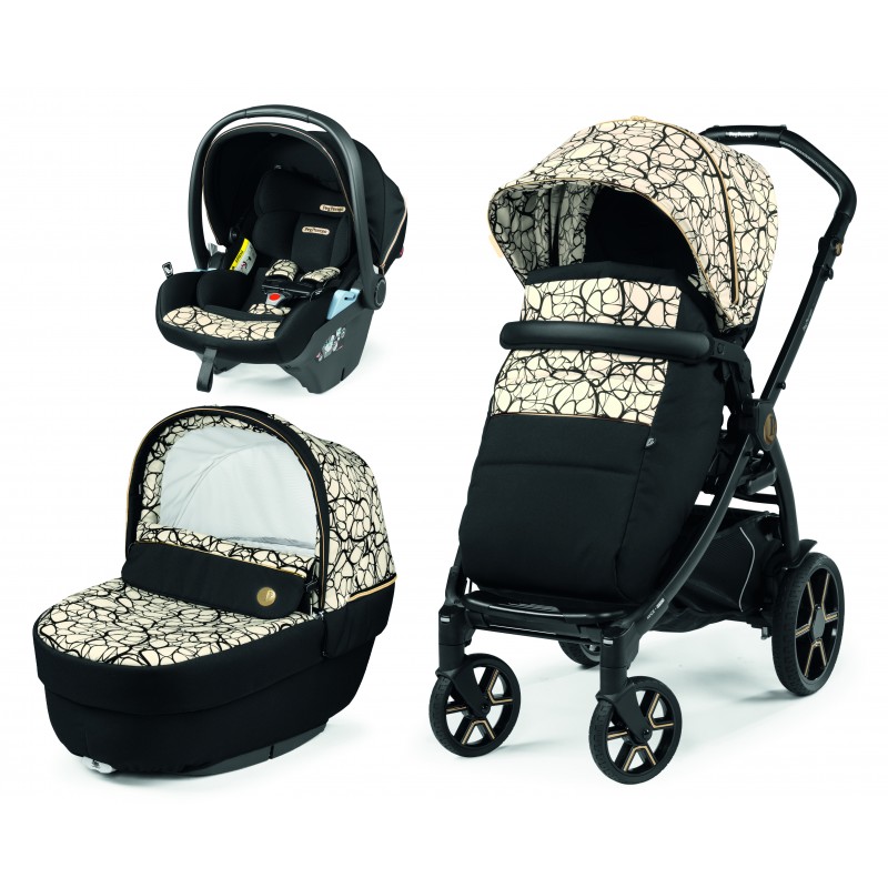 Carucior 3 in 1 Peg Perego Book Lounge 0 22 kg Graphic Gold Negru Bej