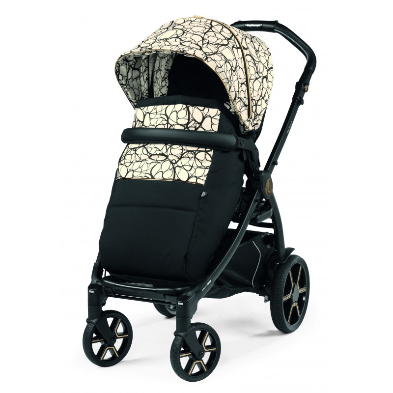 Carucior 3 in 1 Peg Perego Book Lounge 0 22 kg Graphic Gold Negru Bej