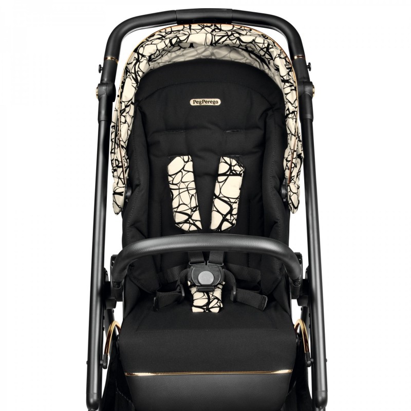 Carucior 3 in 1 Peg Perego Veloce Primoviaggio SL 0 22 kg Graphic Gold Negru Bej