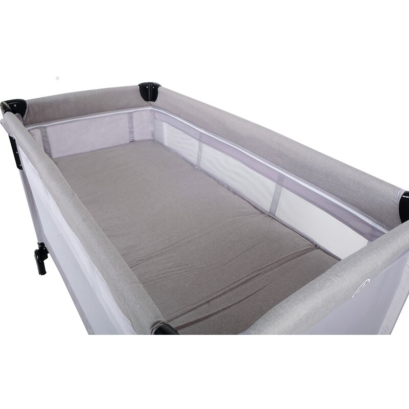 Patut pliant cu etaj suplimentar Cu laterala reglabila Co sleeping Cu 2 roti 120x60 cm FreeON Grey