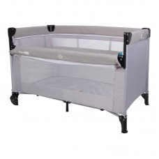 Patut pliant cu etaj suplimentar Cu laterala reglabila Co sleeping Cu 2 roti 120x60 cm FreeON Grey